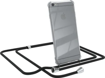 Produktbild von EAZY CASE Handykette kompatibel mit Apple iPhone 6 / 6S, Handyhülle mit Umhängeband, Handykordel, Schutzhülle Clear, Band in Schwarz