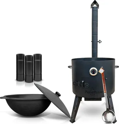 Produktbild von Feuerofen Utschak Ø 49 cm. mit Gusseisen Kazan 22 L Kasan Казан Учак Учаг Uchag