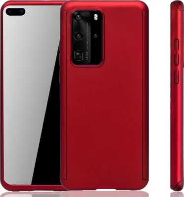 Image de Coque de protection pour Huawei P40, étui complet, protection d'écran 360°, couleur rouge