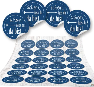 Produktbild von 72 Aufkleber blau dunkelblau SCHÖN DASS DU DA BIST 4 cm Geschenkaufkleber Etiketten Sticker - Hochzeit Taufe Kommunion Geburtstag Gastgeschenk give-away Deko Fest Verpackung Mitgebsel