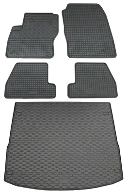 Rigum Gummi Fußmatten + Kofferraumwanne im Set für Ford Focus 3 Turnier, schwarz