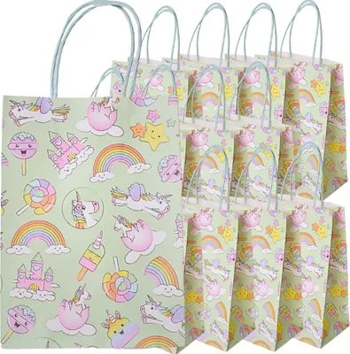 Produktbild von TE-Trend 12 Stück Geschenktüten Einhorn Kindergeburtstag Mitgebsel