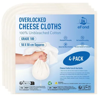 Productafbeelding van Kaasdoek - Passeerdoek - Ongebleekt katoen - 50 x 50 cm - 4 stuks