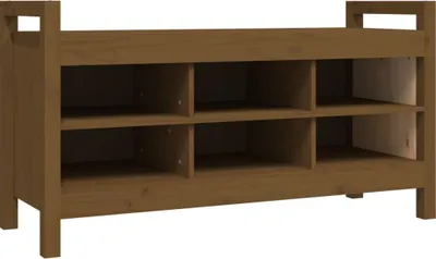 Obrázok produktu pre vidaXL Lavica do predsiene Honey Brown 110x40x60 cm Masívne borovicové drevo