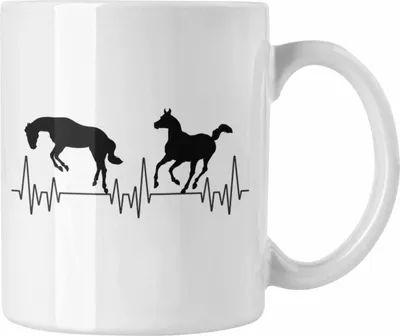 Produktbild von Trendation - Pferde Reiten Herzschlag Tasse Geschenk für Reiterin Hobby Geschenkidee (Weiß)