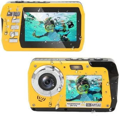 Zdjęcie produktu dla Kamera podwodna z funkcją nagrywania wideo w rozdzielczości Full HD 4K 56 MP – funkcja selfie z podwójnym ekranem – 18-krotny zoom cyfrowy – latarka do nurkowania, surfowania i pływania.
