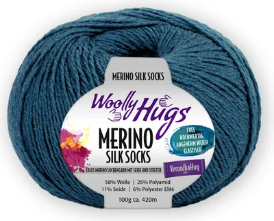 Produktbild von Woolly Hugs MERINO SILK SOCKS 100 g Luxus Sockengarn mit Merino & Seide 420 m Farbe 266 - smaragd