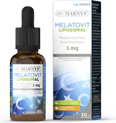 Produktbild von MARNYS® MELATOVIT LIPOSOMAL – Schnelleres Einschlafen und erholsamer Schlaf – in flüssiger Form mit Orangengeschmack, 30 ml