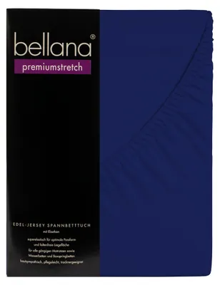Produktbild von Bellana premiumstretch - Edel-Elastic-Jersey Spannbetttuch  140-160 x 200-220 cm marine 165g/m², 95% gekämmte Mako Baumwolle, 5% Elasthan