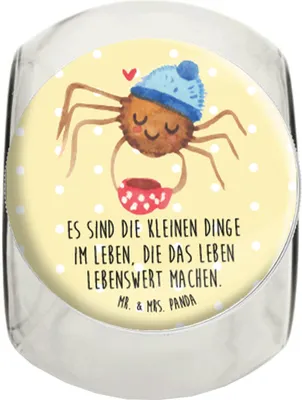 Produktbild von Mr. & Mrs. Panda keksglas Spinne Agathe Kaffee XL 2000ml - Gelb Pastell - Geschenk, Lebensweisheiten, Morgen, Aufbewahrungsdose, Süßigkeitenglas, Weiser Spruch, Teedose
