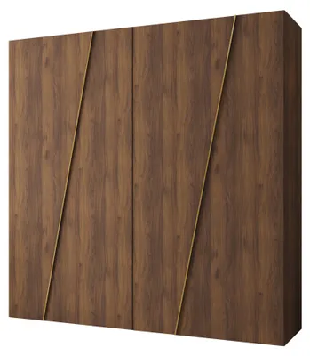 Produktbild von MIRJAN24 Kleiderschrank Zen 200, Kleiderschrank, Garderobe (Farbe: Nuss Warmia / Nuss Warmia + Gold, Größe: 200 cm)