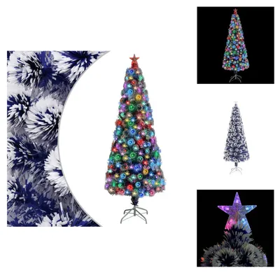 Image de vidaXL Sapin de Noël artificiel avec éclairage 240 cm fibre de verre - Sapins de Noël