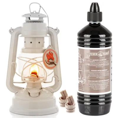 Produktbild von Feuerhand 276 Weiß Sturmlaterne + 1 Liter Öl + 2x Ersatzdocht
