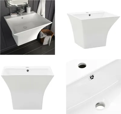 Produktbild von vidaXL Waschbecken Wandmontage Keramik Weiß 500 x 450 x 410 mm - Becken - Waschbecken - Badwaschbecken - Badbecken