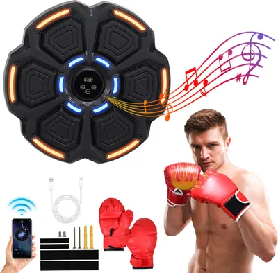 Obrázek produktu pro Bettizia Boxing Machine Sportovní oblek Elektronická hudba Boxing Machine Nástěnný boxerský terč s 2 páry boxerských rukavic Dospělý + dítě