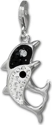 Image de SilberDream blanc Charm couple de dauphins zirconium 925 argent Pendentif Charms GSC582W