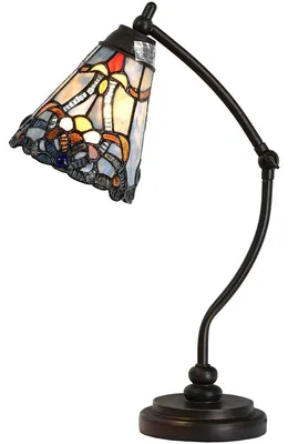 Immagine prodotto di Lampada da tavolo Tiffany - Vetro colorato - Blu barocco - Altezza 30-48 cm