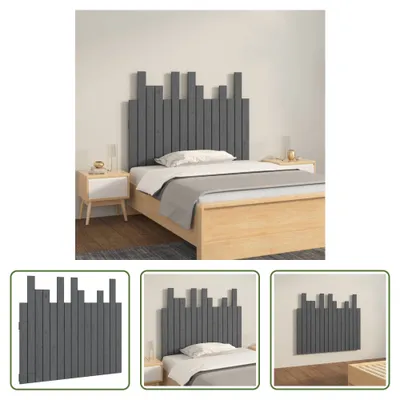 Produktbild von The Living Store Wand-Kopfteil Grau 95,5x3x80 cm Massivholz Kiefer