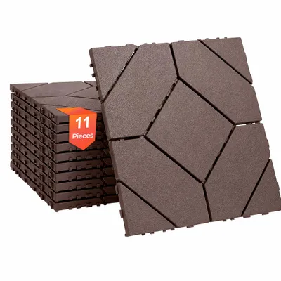 Produktbild von Terrassenfliesen 11 Stück 30x30x2 cm, ca. 1 m², Klickfliesen mit Rautenmuster für Balkon, Terrasse und Garten