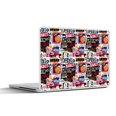 Produktbild von MuchoWow® Laptop Aufkleber Sticker Cover Basketball - Zitate - Muster - Alphabet 30x22 cm - Laptop-Sticker
