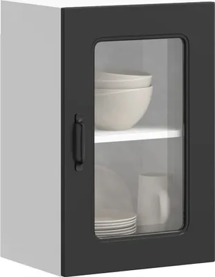 Image de Armoire murale de cuisine avec porte en verre Kalmar noir