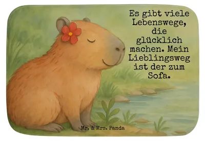 Produktbild von Mr. & Mrs. Panda duschmatte Capybara Blume Design - Weiß - Geschenk, Badematte, Badvorleger, Lustige Sprüche, Teppich Fürs Bad, Badläufer, Badteppich, Badezimmerteppich