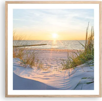 Produktbild von Gerahmtes Poster - Rahmen in heller Eiche - Düne Strand Meer - 60x60 cm - Wand Bild - Wanddeko - Wandbilder - Kunstposter - Wandposter - Bilderrahmen - Bilder - Kunstdruck - Wandbild - P2NAC60x60-3989