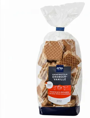 Produktbild von arko Cremewaffeln Erdbeer-Vanille , 175g