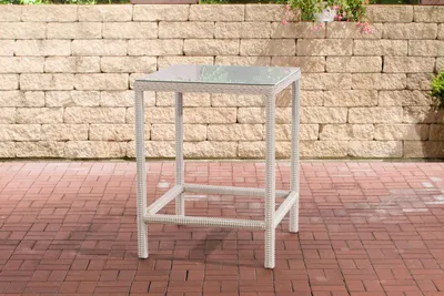 Produktbild von CLP Polyrattan Tisch Alia 5mm mit Glasplatte aus Sicherheitsglas perlweiß