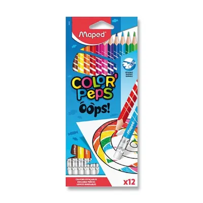 Image de Maped 832812 Maped Crayon de couleur triangulaire COLOR'PEPS, effaçable, étui de 12 pièces
