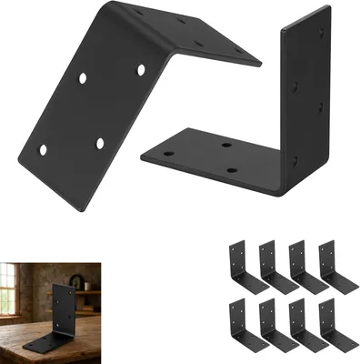 Imagen del producto de Conector metálico en ángulo, 76x76x38 mm, paquete de 8 unidades, resistente a la corrosión, para muebles
