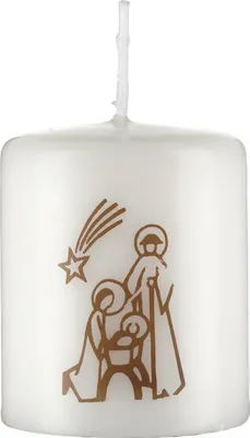 Produktbild von Kerze stilisierte Krippe, Osterkerze, Friedenskerze, Kirchenkerze, 6 x 5 cm