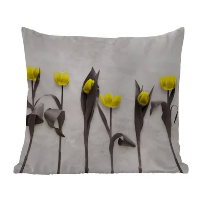 Obrázek produktu pro MuchoWow® Vnější polštář - Květiny - Tulipány - Mramor -40x40 cm- Odolnost proti povětrnostním vlivům - polštář do obývacího pokoje