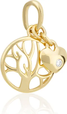 Produktbild von 10mm Baum des lebens Kettenanhänger 585 Gelb Gold 14 Karat mit Herz und Zirkonia