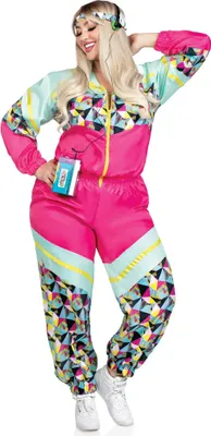 Produktbild von 80er Jahre XXL Trainingsanzug pink-türkis Größe: XL-XXL