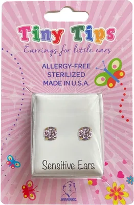 Produktbild von Studex Sensitive Tiny Tips Chirurgenstahl Ohrstecker vergoldet Kinderohrringe mit pinkem Zirkonia 3mm