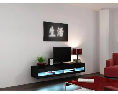 Obrázek produktu pro Cama RTVVIGO180N c/c, Černá, Dřevotřískové desky, Černá, Dřevotřískové desky, 2 police/polic, Laminát