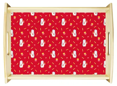 Produktbild von Mr. & Mrs. Panda Deko Tablett Pinguin Pommes - Gelb - Geschenk, Holztablett, Valentinstag, Serviertablett, sofatablett, Freund, Hocheitstag, Servierplatte Holz