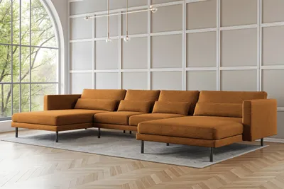 Produktbild von Wohnlandschaft U-Form Sofa AGADA in Stoff Verita Rostbraun