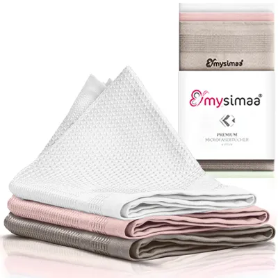 Produktbild von mysimaa Mikrofasertücher 40x40 Fenstertuch Streifenfrei, Microfasertuch Autopflege, Putzlappen Küche - Reinigungstücher und Putztücher ohne Putzmittel, Microfasertücher Auto, Staubtücher Putztücher