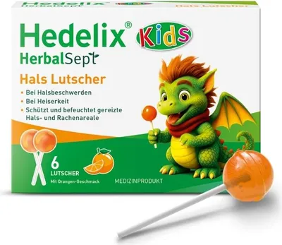 Zdjęcie produktu dla Hedelix HerbalSept Pastylki na gardło dla dzieci, 6 szt. Pastylki