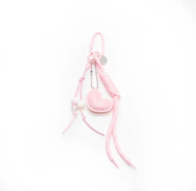Produktbild von Pinker Taschenanhänger Seilherz mit Perlen für Tasche, Telefonkabel, Schlüsselbund