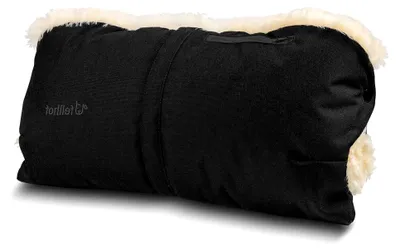 Produktbild von Handwärmer für Kinderwagen, 100% Merino-Lammfell, wind- und wasserabweisend, mit reflektierenden Streifen, ® , Universalgröße für alle Kinderwagen (schwarz)