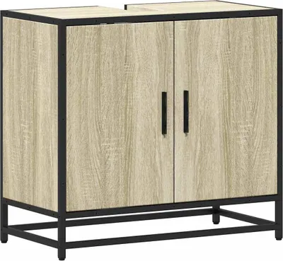 Produktbild von Badezimmer-Waschbeckenschrank Sonoma-Eiche 65 x 33 x 60 cm Holzwerkstoff