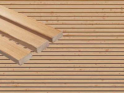 Produktbild von WOODTEX | 4,88 m | Naturbelassen 20x145 mm Fassadenholz, Kanadische Lärche Keilspundprofil, Rhombusprofil Fassadenverkleidung, Dauerhaftigkeitsklasse 3, Für Außenwand Carport Sichtschutz