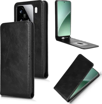 Obrázek produktu pro Pro Xiaomi 15 Magnetická vertikální peněženka s přihrádkou Flip Umělá kůže Pouzdro Černá