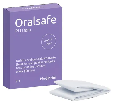 Productafbeelding van Oral Safe Single: Polyurethanvanille, 8 likdoekjes, vrij van latex