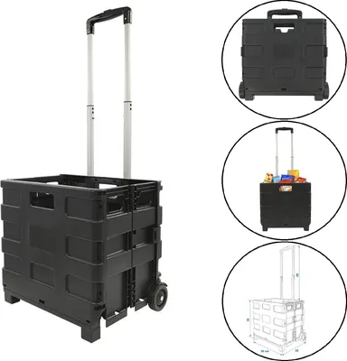 Produktbild von Einkauf Trolley klappbar 38x36x30cm Klappbox 32L Einkauf Wagen Kiste mit Rollen