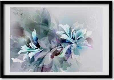 Produktbild von Bild - Bilder - Bilderrahmen - 70 cm x 50 cm - MDF-Rahmen, Wandkunst abstrakte Blumen