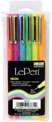 Productafbeelding van Marvy Uchida Fineliner set, neonkleuren, 0,3 mm, 6 stuks